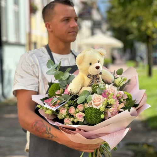 Bukiet miś i różane uśmiechy