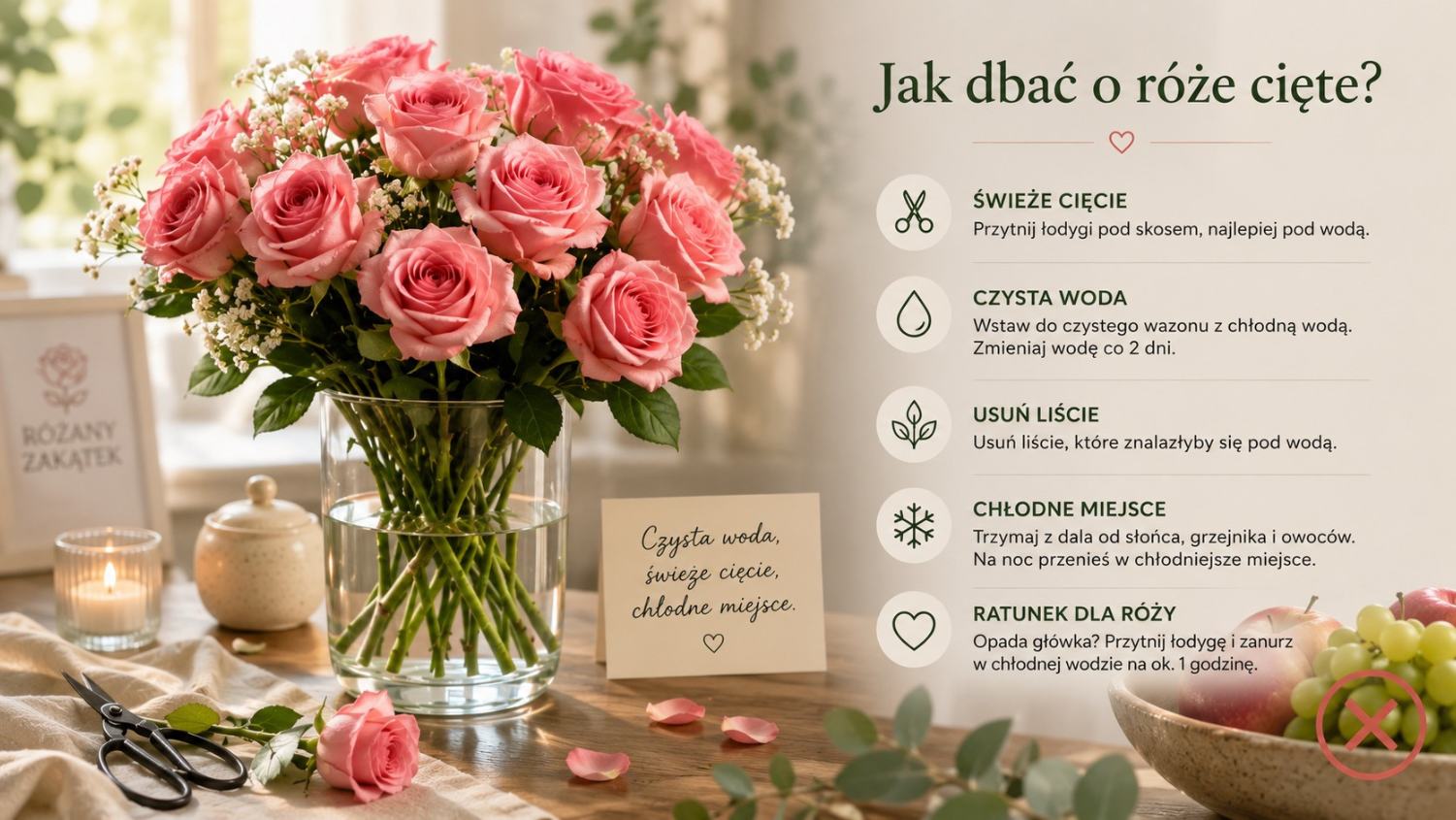 Jak dbać o róże cięte, żeby dłużej stały w wazonie